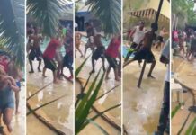 Pelea a botellazos y trompadas en parque acuático de Santiago Oeste deja varios heridos