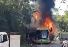 Al menos nueve personas resultan heridas tras incendiarse autobús de Caribe Tours en Jarabacoa